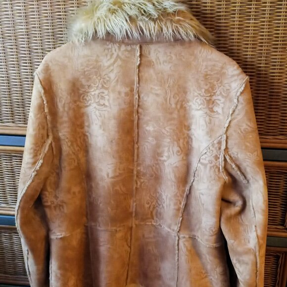 Esprit Outerwear Boutique Women's Suede Faux Fur Trim Jacket Size L Creamy Color - Picture 2 of 8